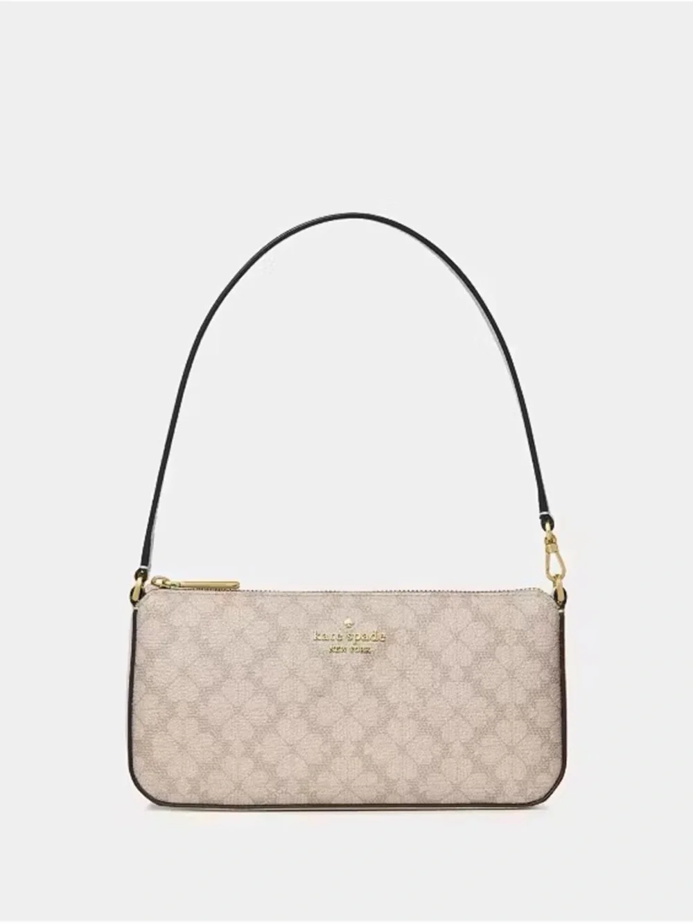 Kate Spade Gemini Spade Flower Convertible Wristlet Shoulder Bag Dark Beige